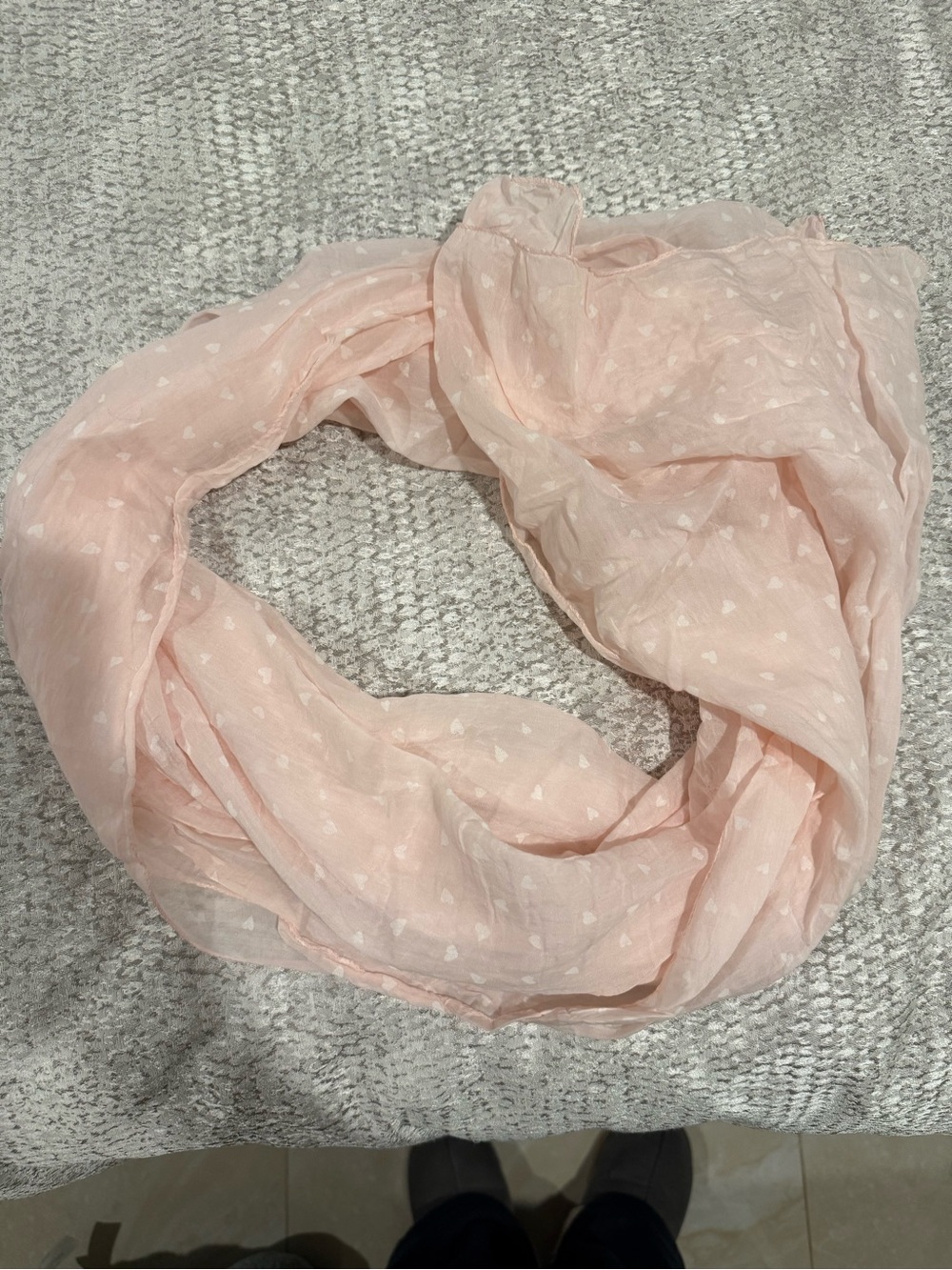 Light Pink Heart-Print Infinity Scarf - Women's Accessory